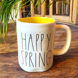 RAE DUNN Artisan Collection by Magenta - HAPPY SPRING White Mug Yellow Interior